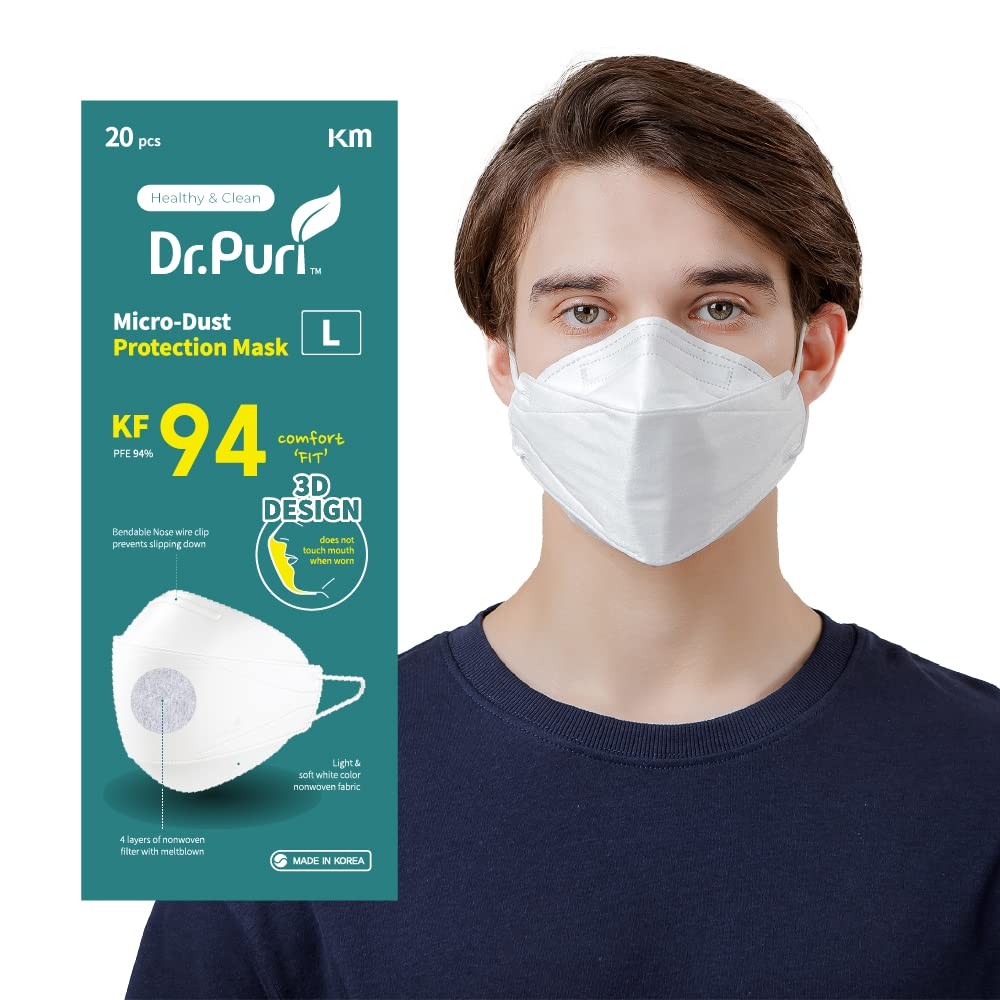 [20 Pack New Micro-Dust Protection Face Premium (KF94) White Large