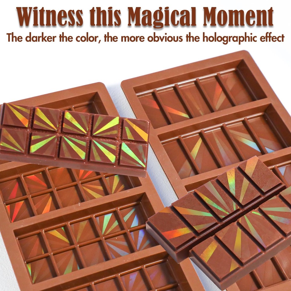 Webake 2pcs Holographic Chocolate Molds, Silicone Standard,
