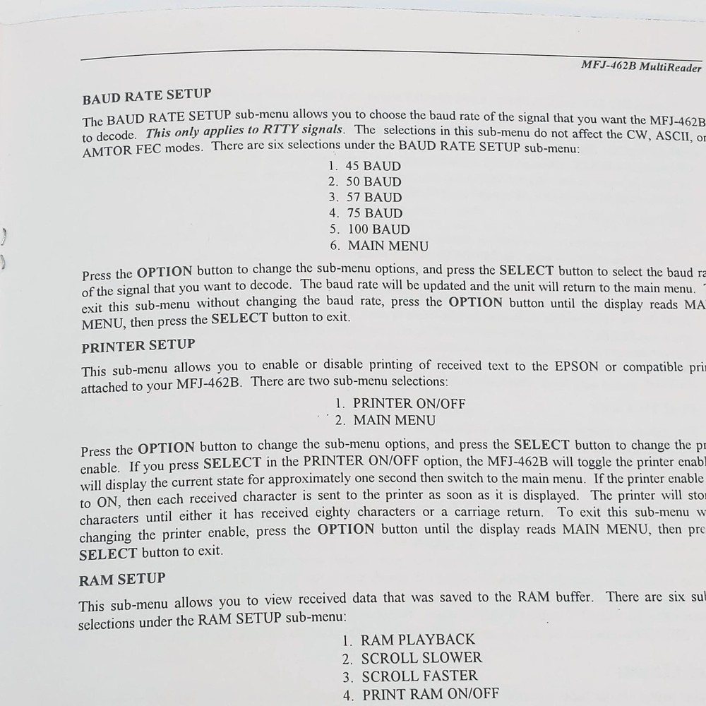 MFJ-462B MultiReader V. 2C Original Manual