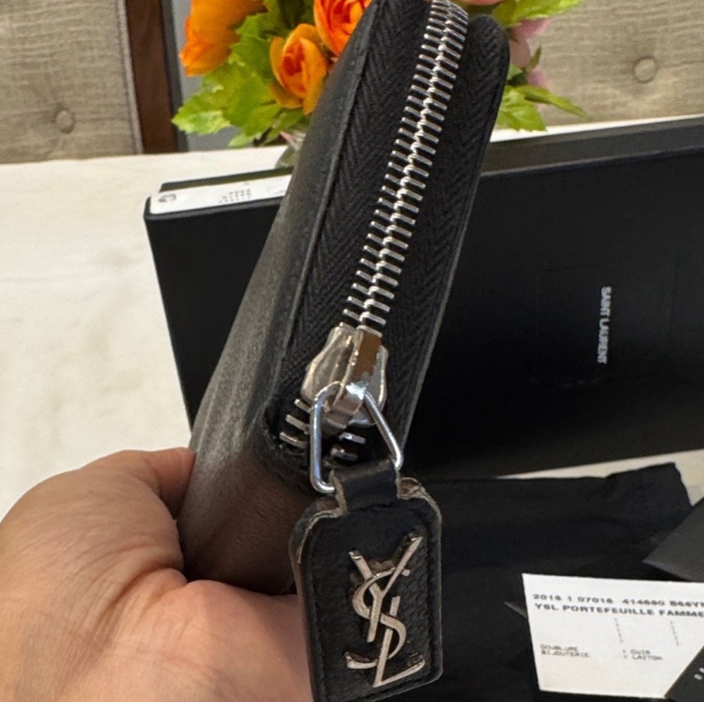 Authentic Saint Laurent Black Zip-Around Wallet