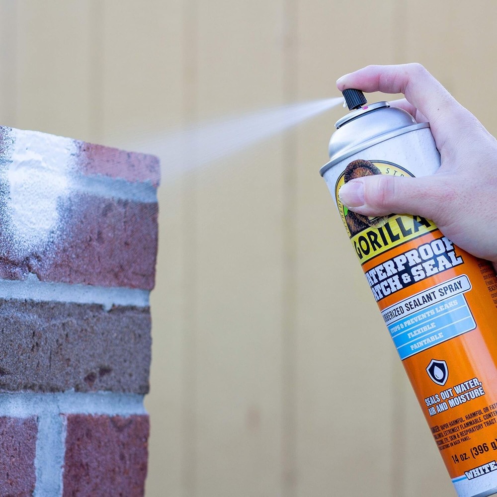 Gorilla Waterproof Patch & Seal Rubberized Sealant Spray, White, 14 Ounce