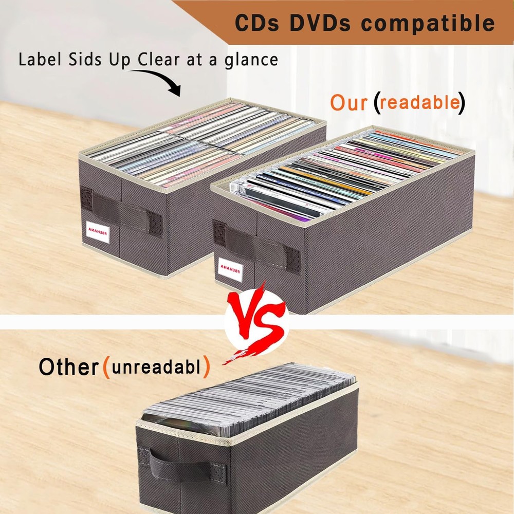 CD/DVD storage box Universal, stackable CD/DVD organizer with lid, Blu-ray di...