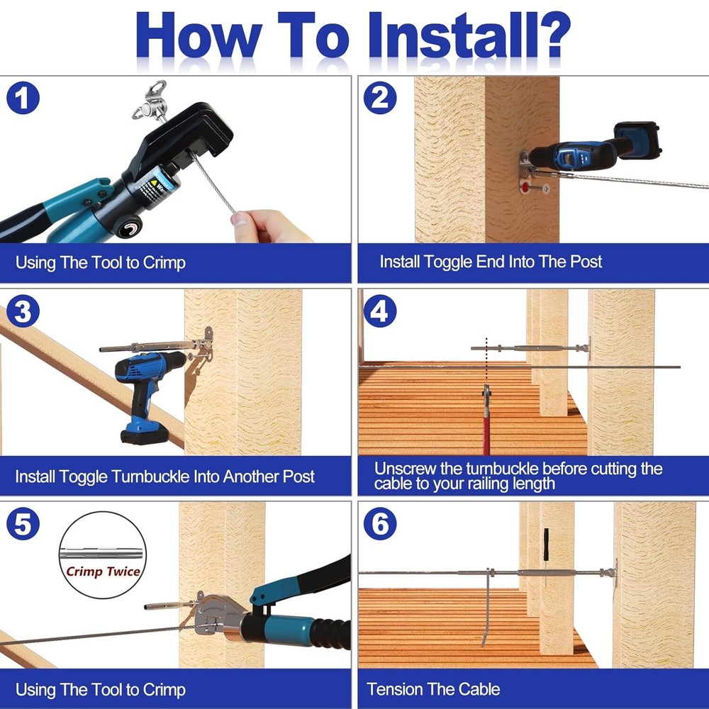 30 Pair 1/8" Black Cable Railing Kit Swage Toggle Turnbuckle Hardware Adjustable