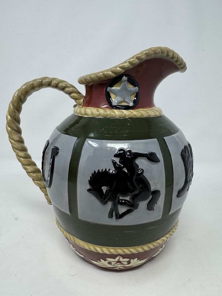 SONOMA "HAPPY TRAILS" WESTERN THEME DESIGN 80 oz. CERAMIC PITCHER