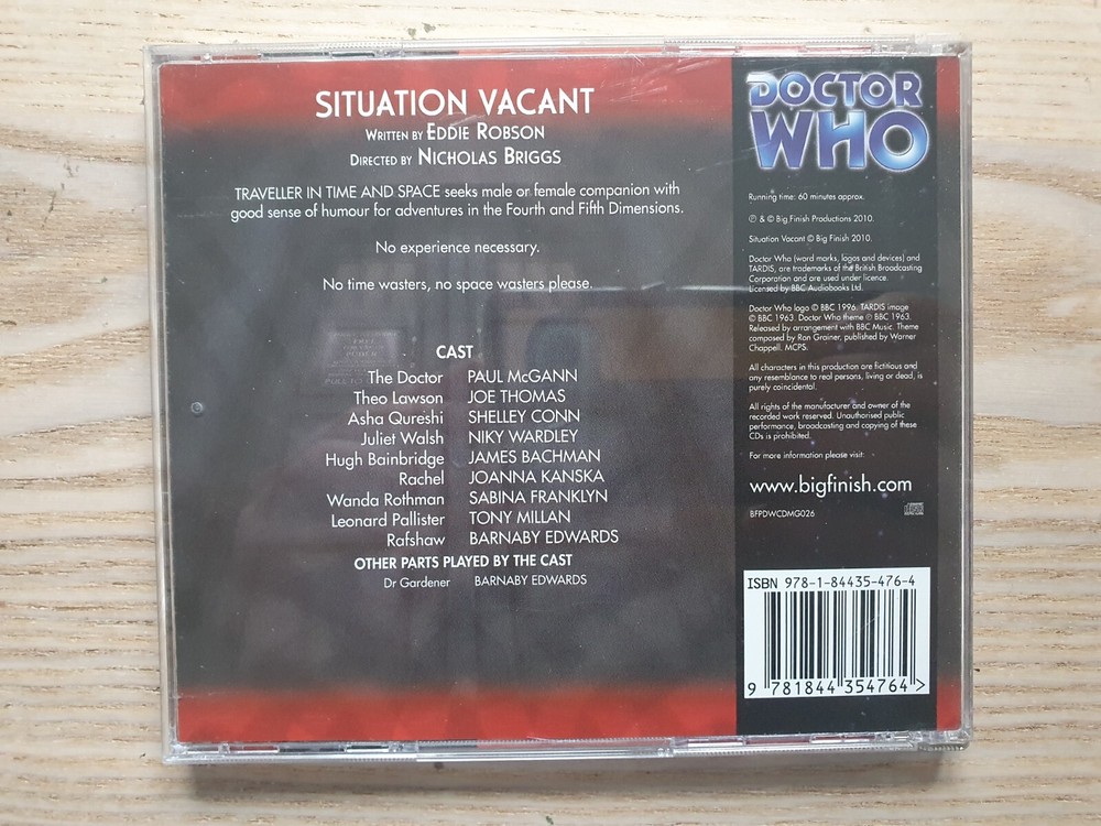 Situation Vacant Doctor Who CD Audiobook