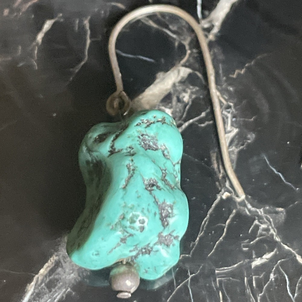 Sterling Silver Turquoise Chunk Dangle Earrings