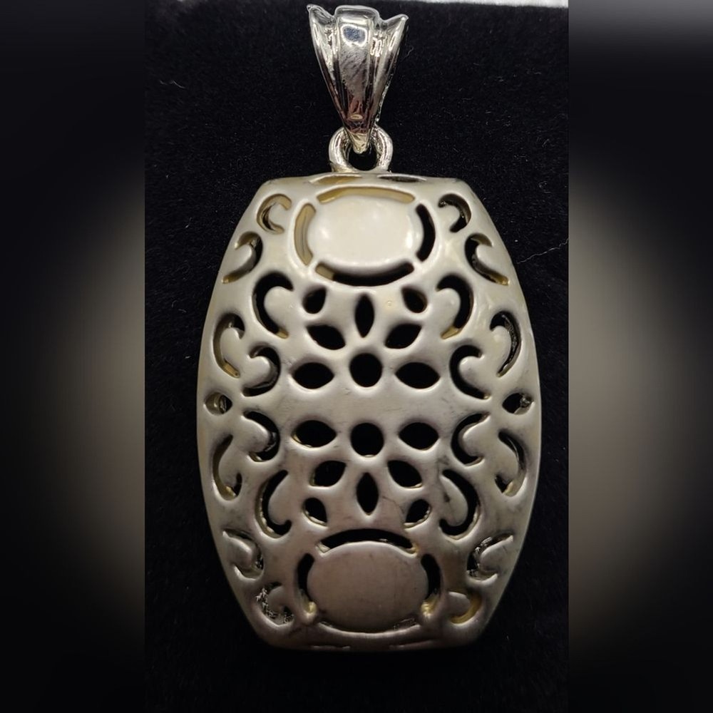 Brushed Silver Tone Pendant and Ring J1-3