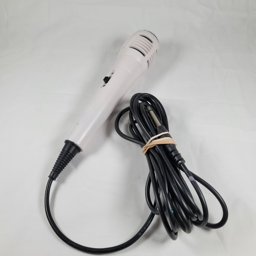 White Handheld Microphone with High Grade Low Noise Cable works