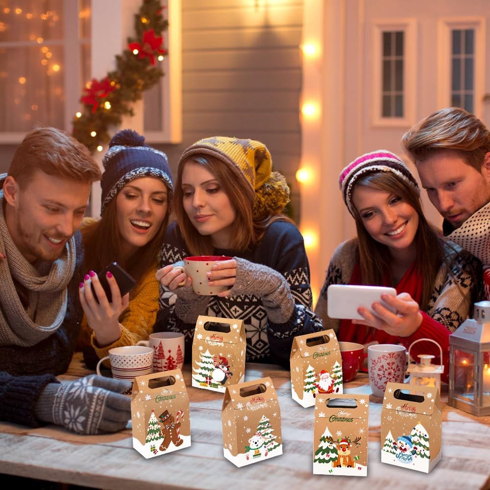 Vellibring 24PCS Christmas Kraft Candy Boxes, Paper Cookies [VARIABLE]
