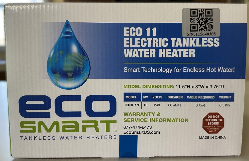 EcoSmart Eco 11 Electric Tankless Water Heater 240V New Still sealed in box.