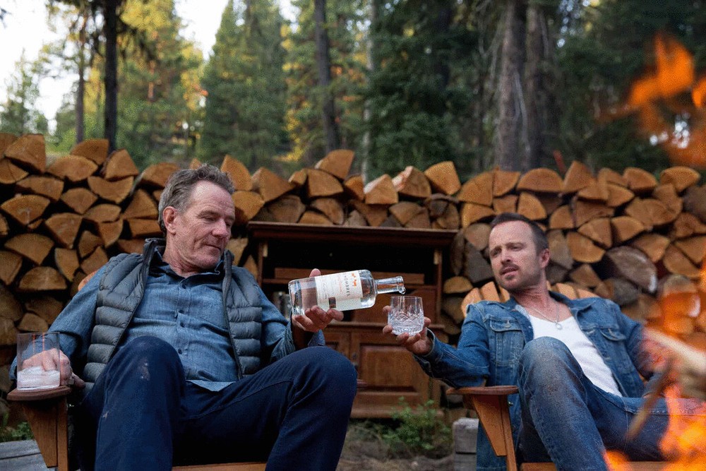 (EMPTY) Aaron Paul/Bryan Cranston Dos Hombres signed bottle Breaking Bad #2185