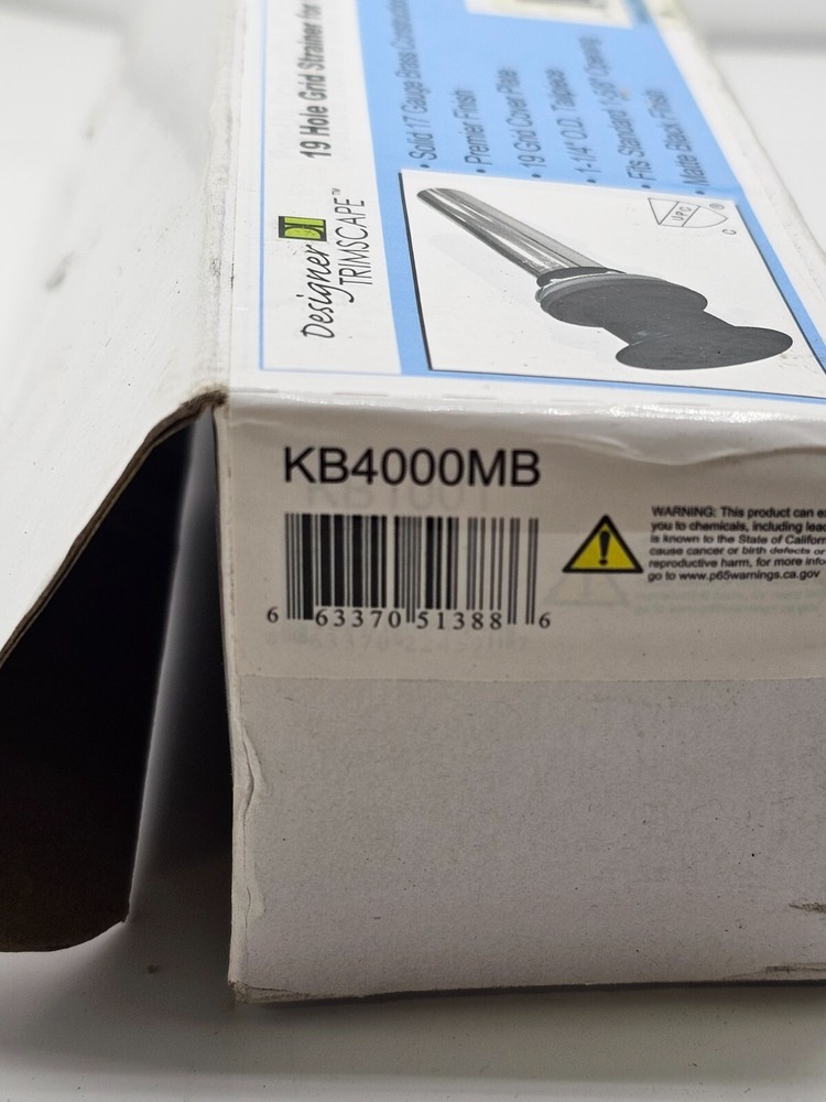 Kingston Designer Trimscape 1-1/4" Grid Drain Assembly Matte Black KB4000MB