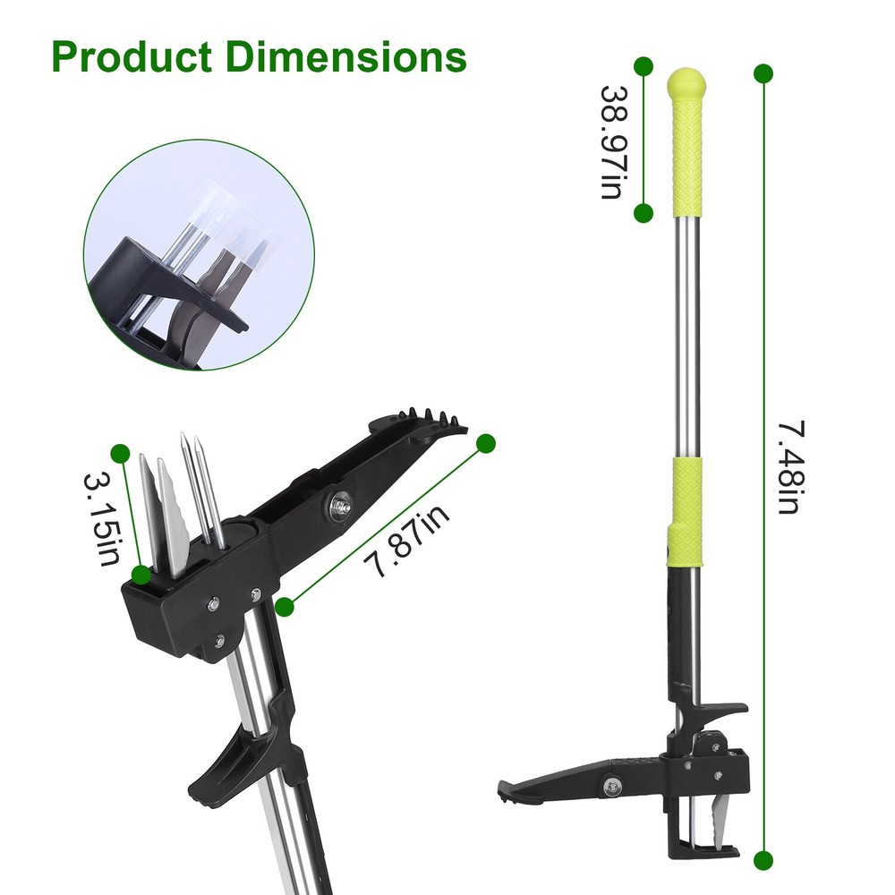 38.9" Stand Up Weed Puller Manual Weed Remover Tool No Bending Root Weeder