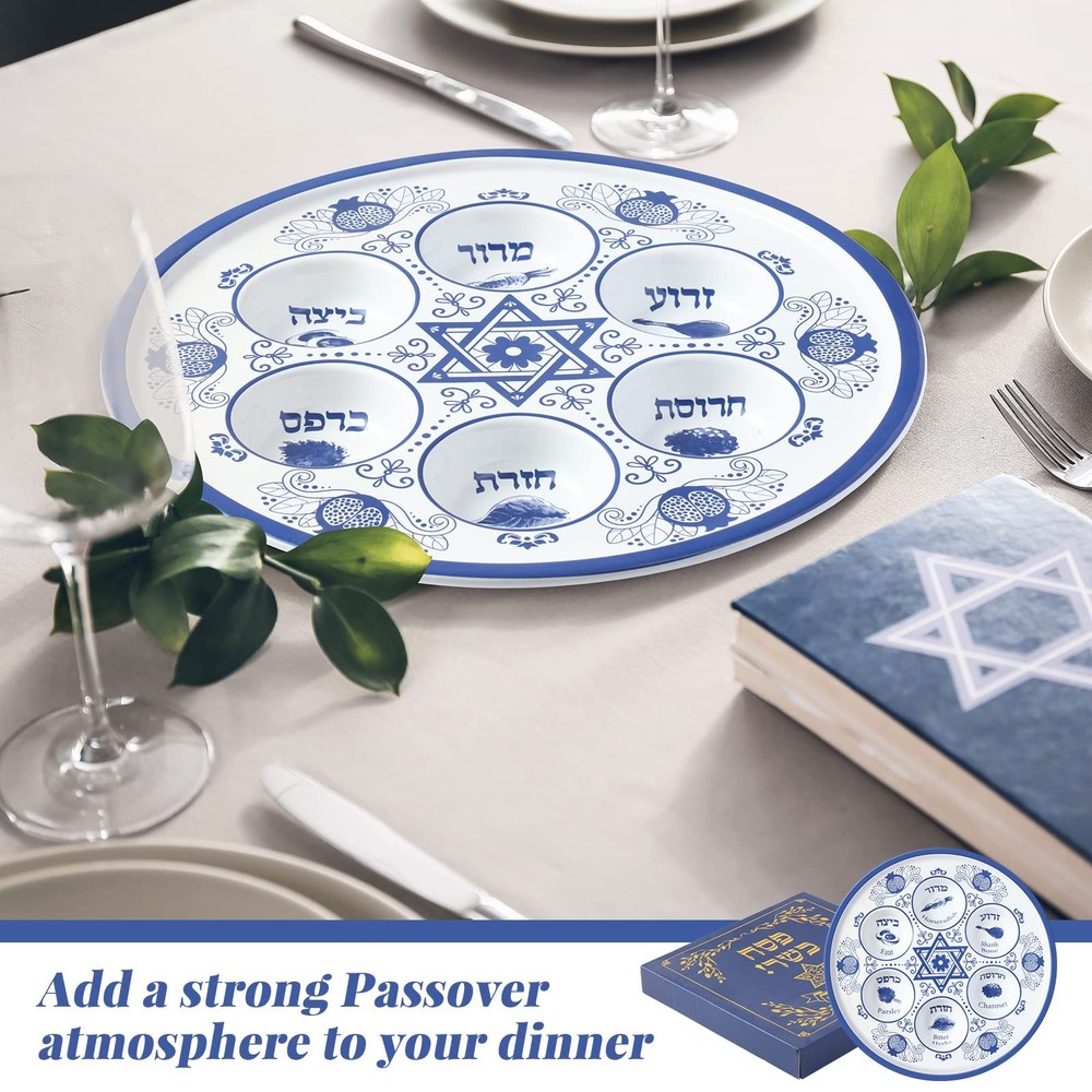 Passover Ceramic Elegant Seder Plate 12 Inch one size, Style