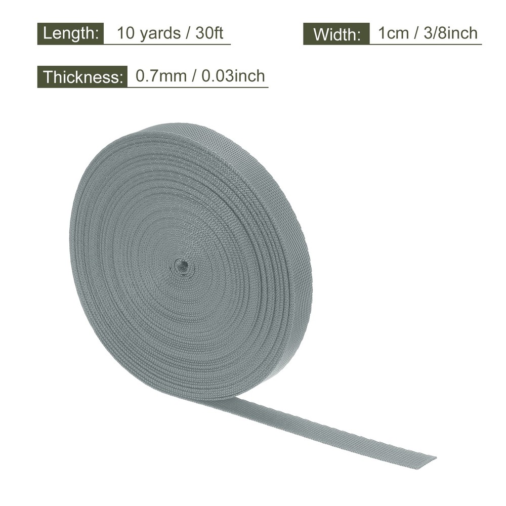 Flat Nylon Webbing Strap 3/8 Inch 10 Yards Iron Gray for Backpack
