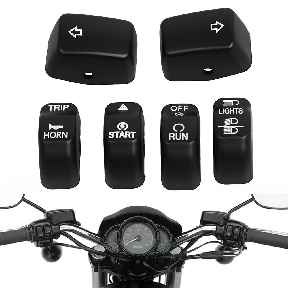 6pcs Hand Control Switch Housing Button Cap For Harley Softail Dyna Wide Glide