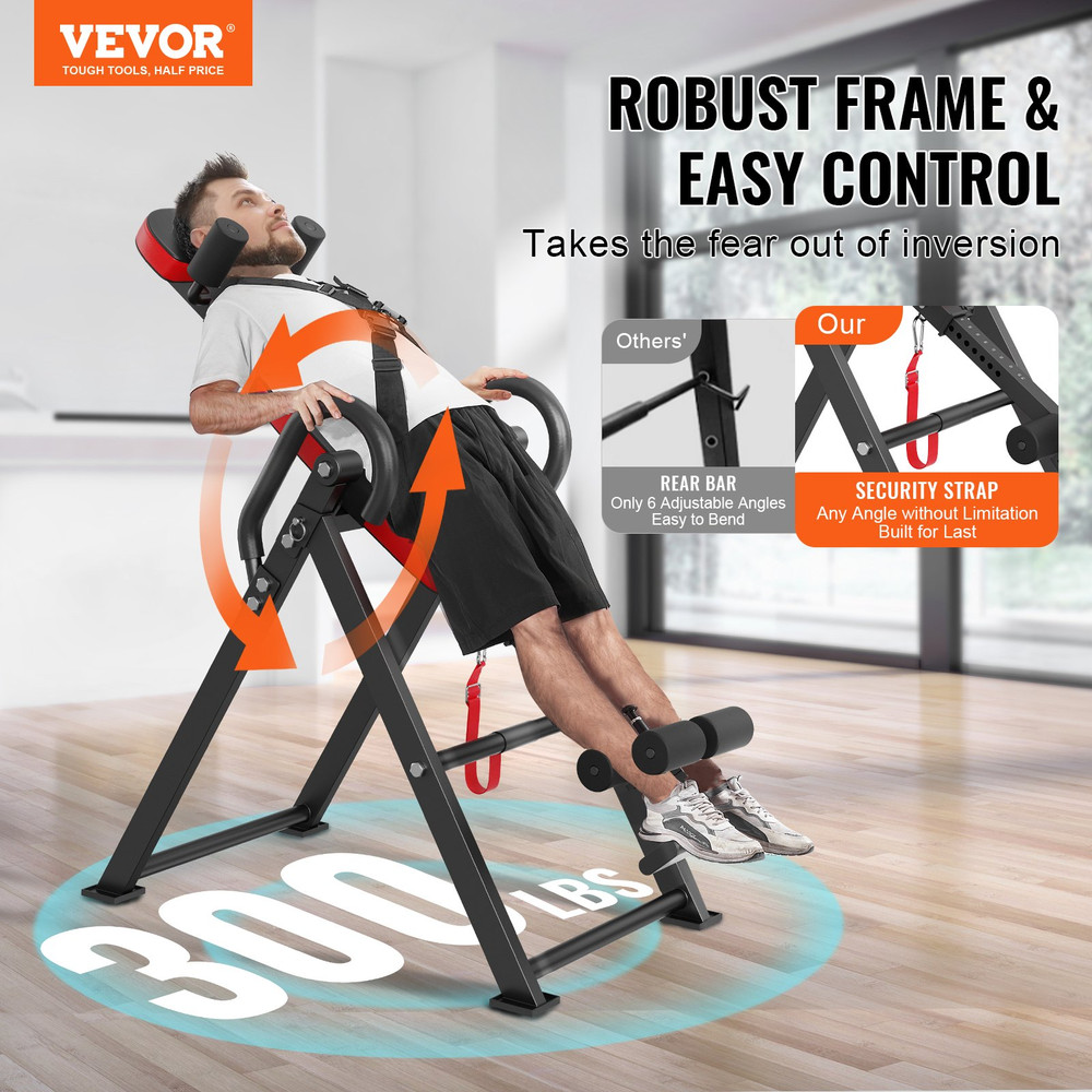 Foldable Inversion Table for Strength Training & Back Exercise Bench
