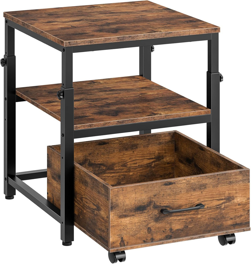 Mini Fridge Stand with Storage Basket, Height-Adjustable Mini Fridge Cabinet, Mi