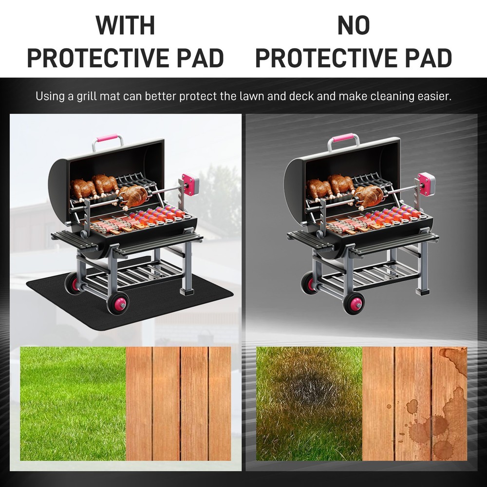 Multi-purpose 30"x48" Under Grill Mat Fireproof Waterproof Mat For Deck & Patio