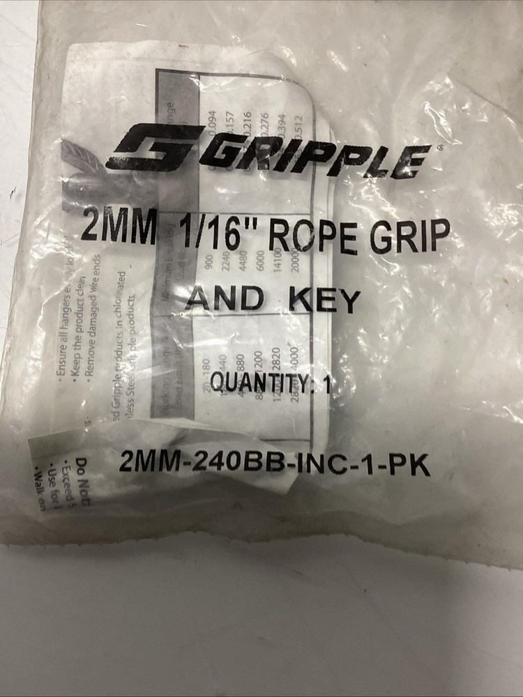 Gripple 2MM (1/16”) Self-Locking Rope Grip + Key S-815