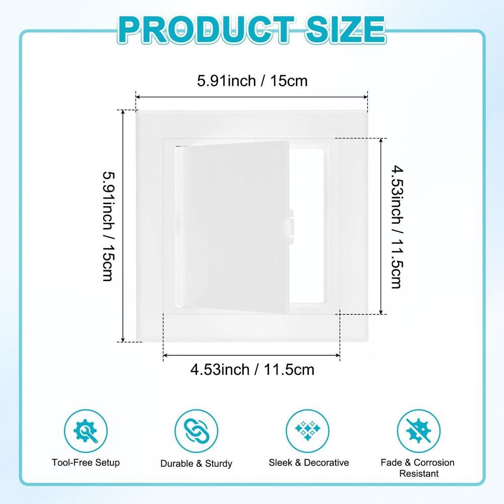 1-Pack Access Panel for Drywall, 4.5x4.5" Plastic Wall Hole Cover [White]