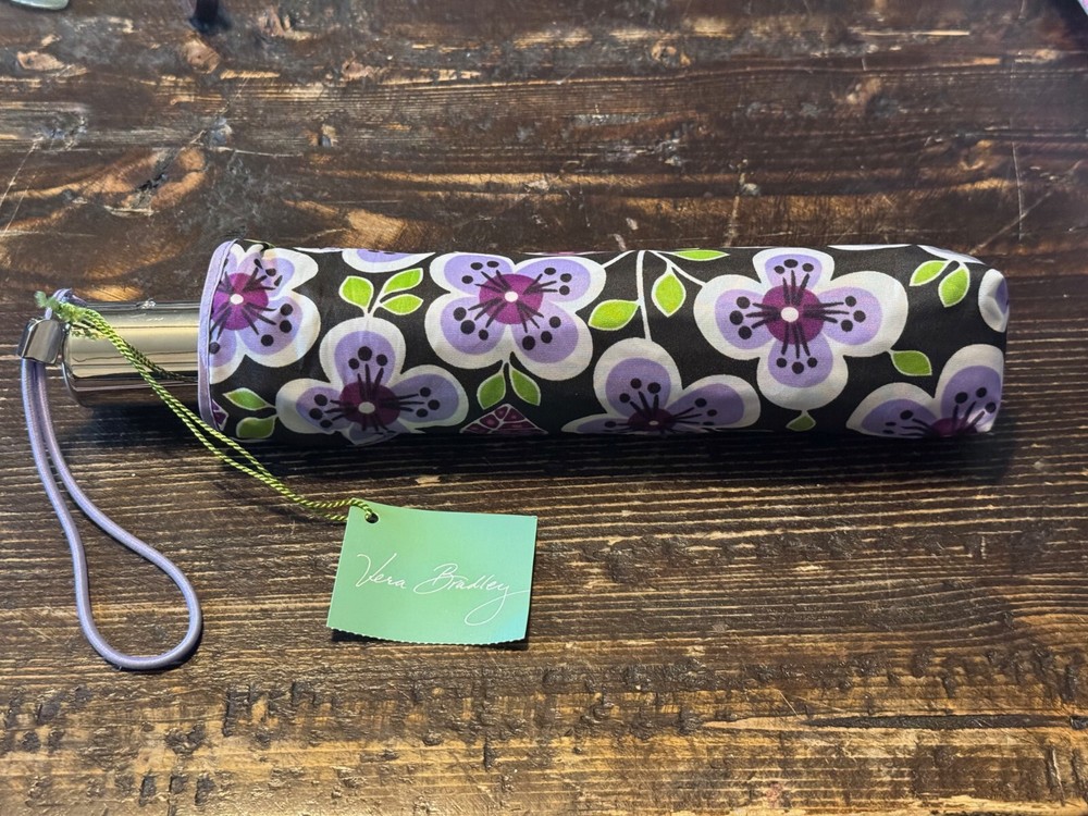 RETIRED Plum Petals Vera Bradley Automatic Open/Close Compact Umbrella