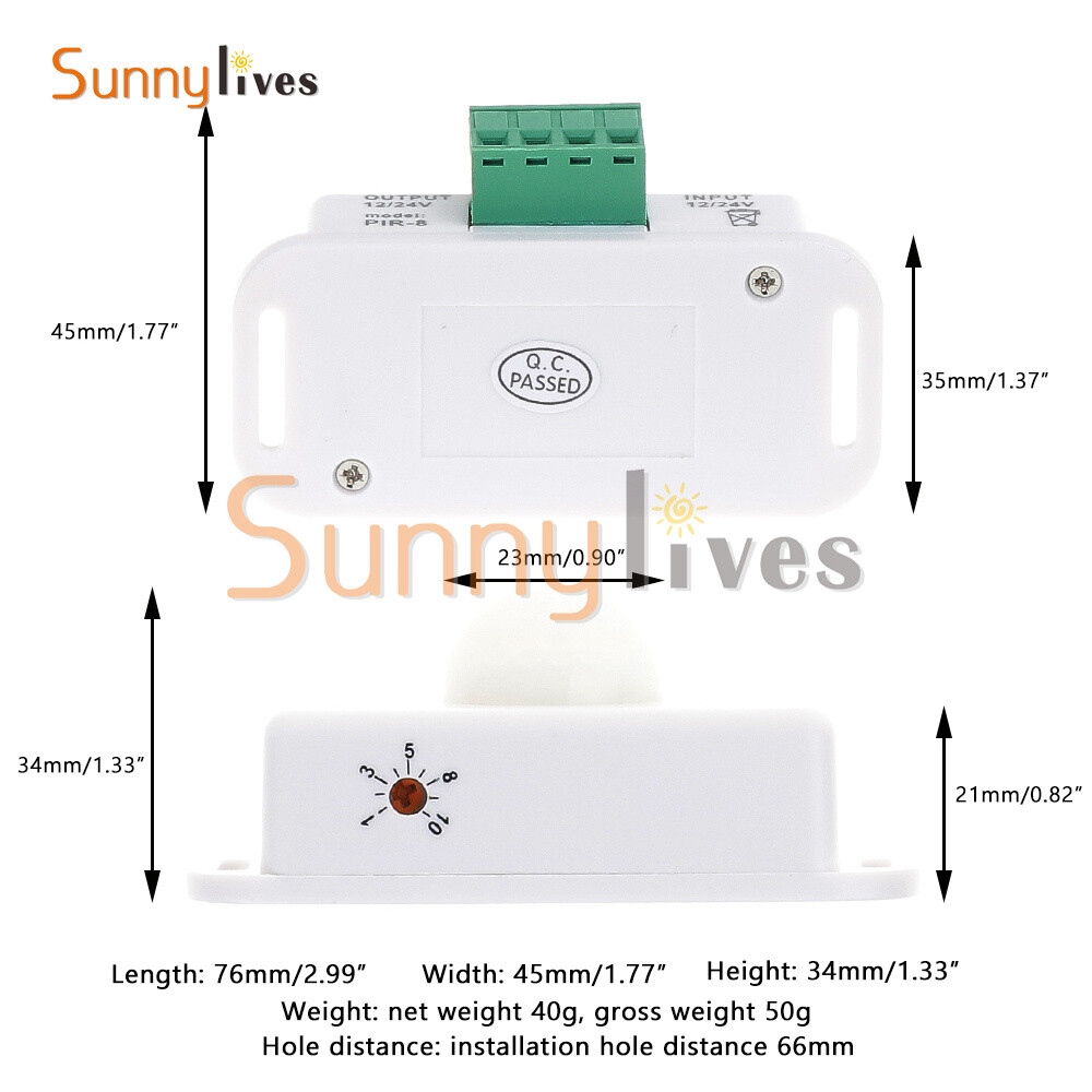 Automatic DC 12V-24V 6A/8A infrared PIR Motion Sensor Switch For LED Strip Light