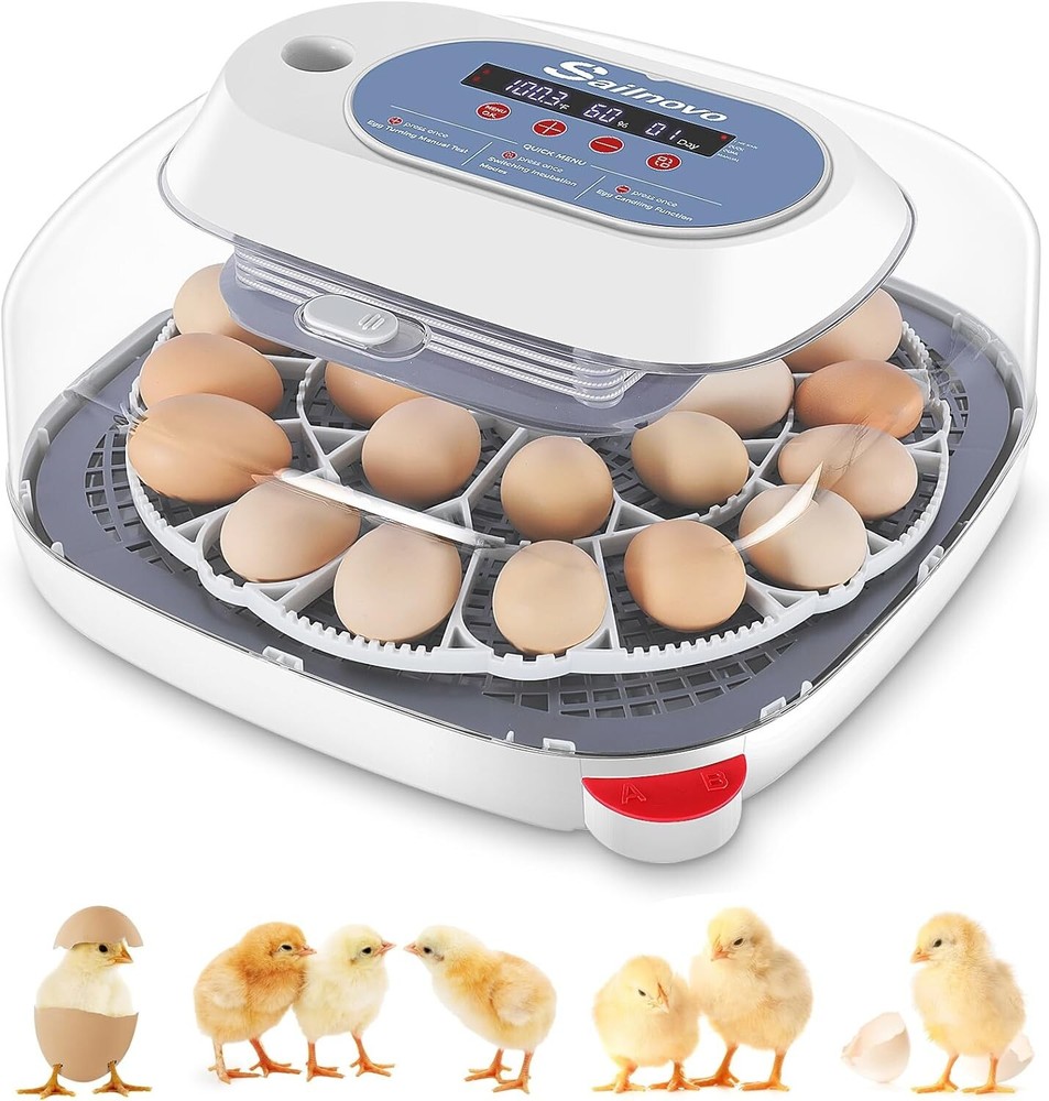 24 Eggs Incubators +Automatic Egg Turning Temperature Control&Humidity Display