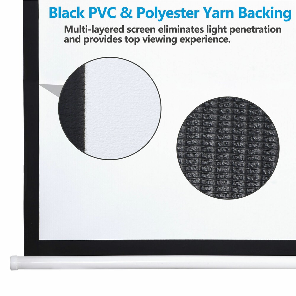 Matte 120" Projection Screen 84" x 84" Manual Pull Down Projector 160°View Angle