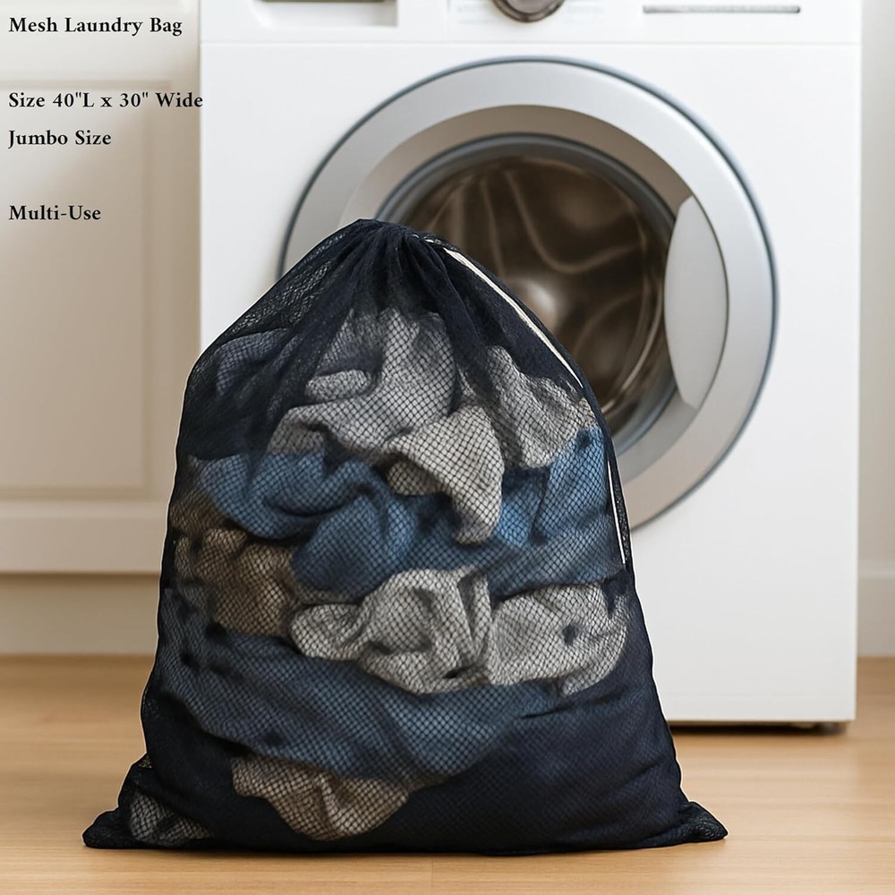 Extra Large Mesh Laundry Bag 40"x30" Drawstring Washable Storage Sack