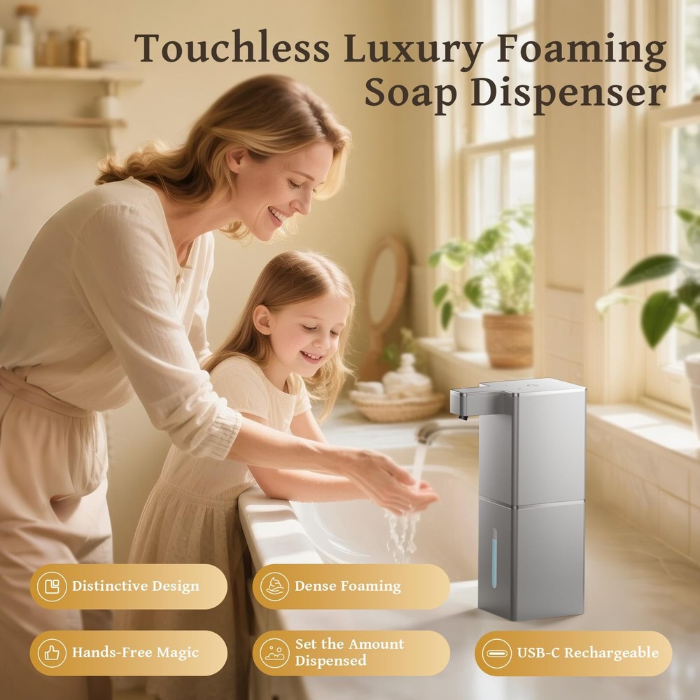 Vuswikoti P12 Automatic Foaming Soap Dispenser - Touchless, 4-Level Adjustabl...