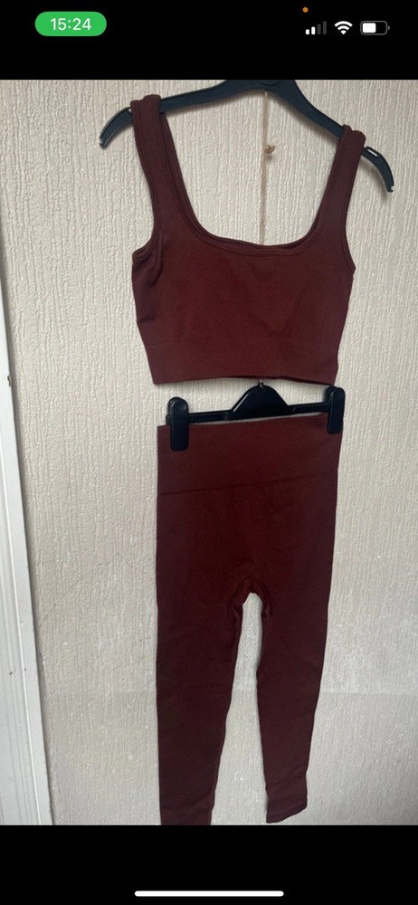 Browm crop top and leggings size small