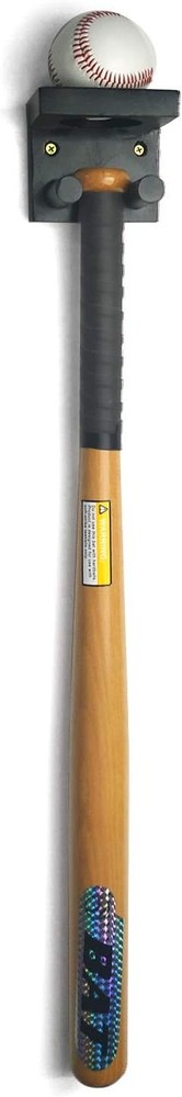 TOBWOLF Baseball Bat Rack Ball Display Holder, Solid Wood Vertical Wall Mount Br