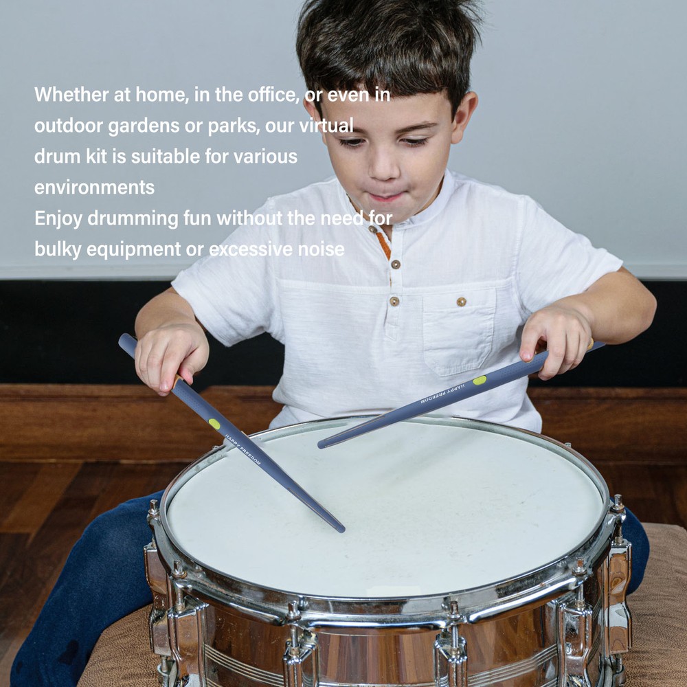 (Blue)Virtual Drum Kit Virtual Reality Drum Set Portable Electronic Drum FG