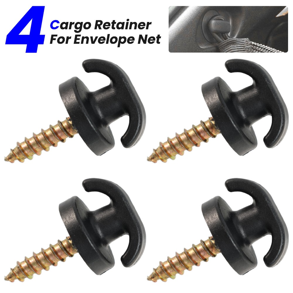 4PCS Rear Trunk Boot Net Cargo Envelope Net Clips Ring Screws Tie Down Hook Loop