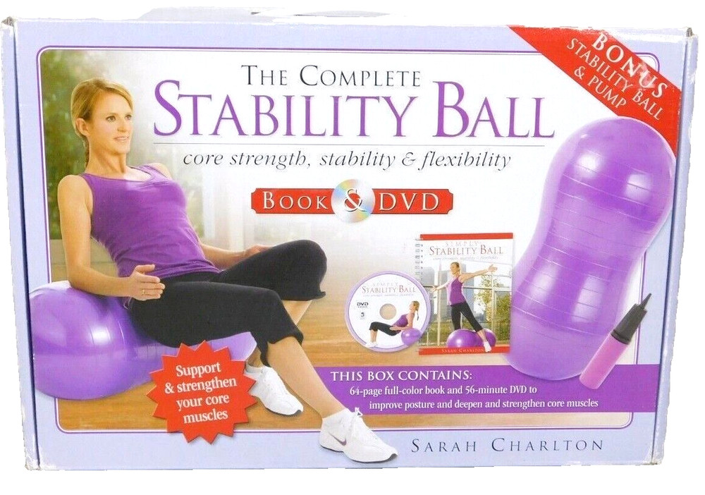 Core Strength & Flexibility Stability Ball with book & DVD SARAH CHARLTON, NEW