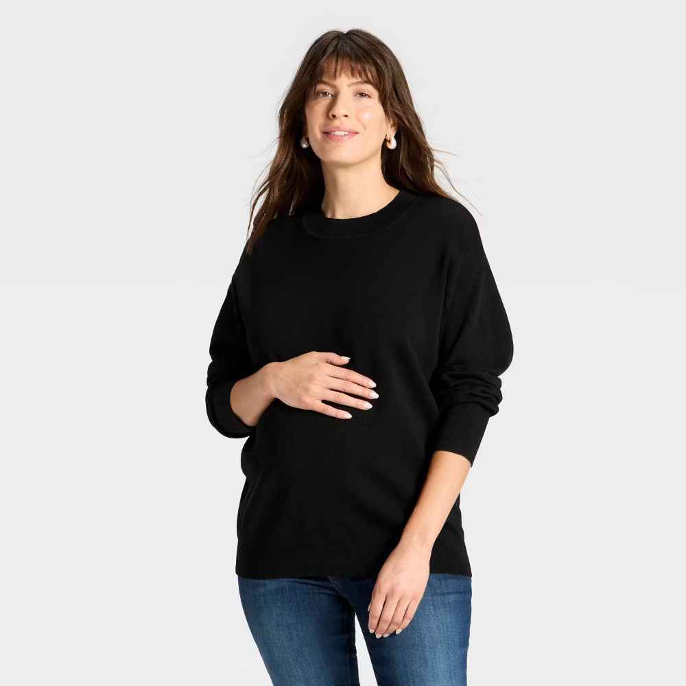 Crewneck Essential Maternity Pullover Sweater - Isabel Maternity by Ingrid