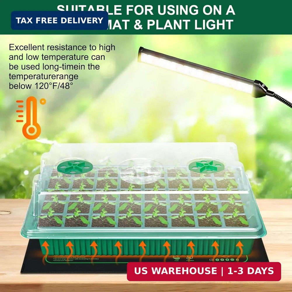 5 Pack Seed Starter Tray Seed Starter Kit (200 Cells Total Tray) with Adjustable