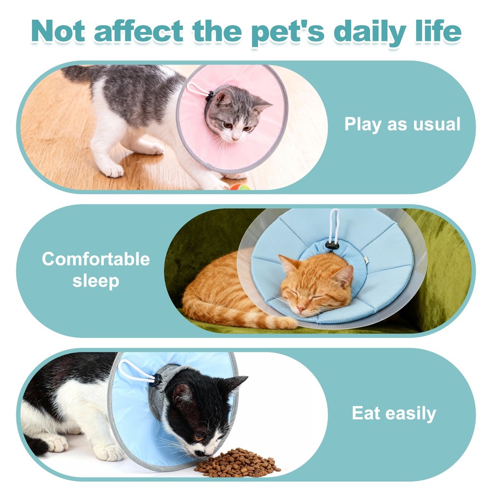 Elizabethan Collar, Recovery Collar ( Polyester, M/L, Light Blue )