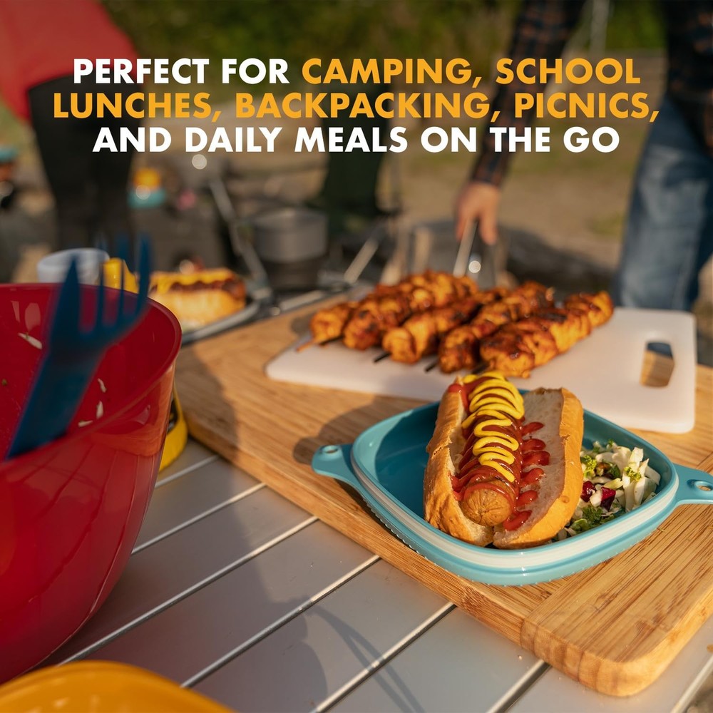 UCO 6-Pc Camping Mess Kit Bowl Plate Cup Switch Spork Bungee Tether