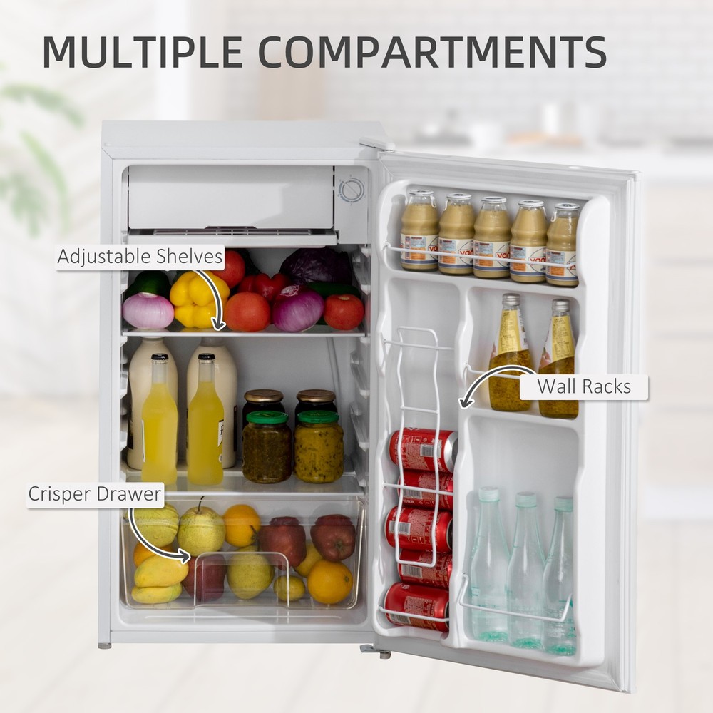 3.2 Cu.Ft Compact Refrigerator with Adjustable Thermostat, White