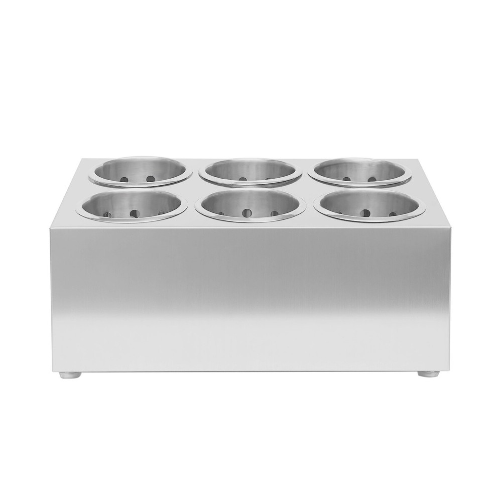 6-Hole Stainless Flatware Storage Case Spoon Cylinder Holder Knife Container