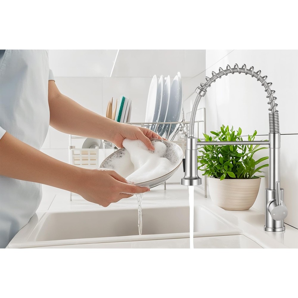 Kitchen Faucet with Pull Down Sprayer,Commercial Single Handle Stainless Stee...