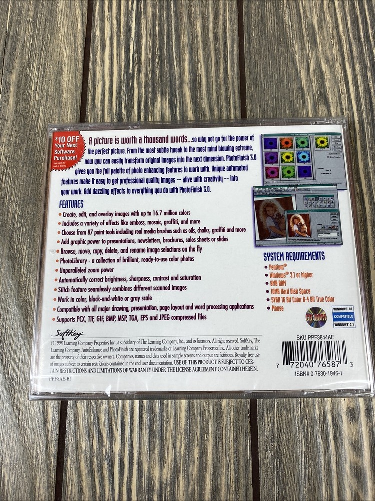 The Learning Company PhotoFinish 3.0 Computer PC Disc Program 1998