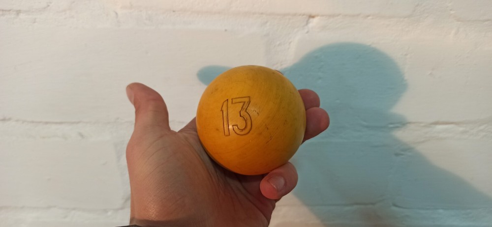 vintage billiard ball,number 13 devil's dozen, USSR Soviet polymer