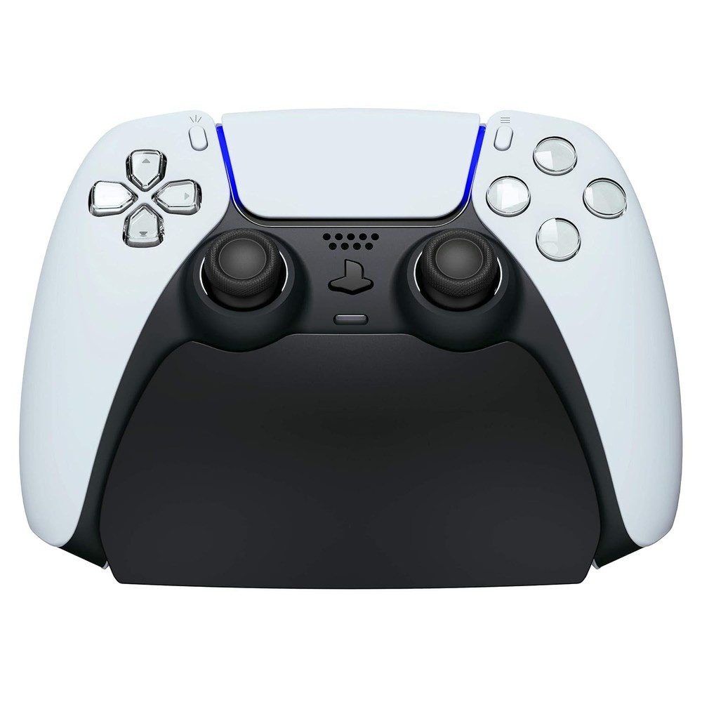 PlayVital Solid Black Controller Display Stand for ps5 Desk Holder w/Rubber Pads