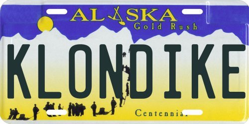 Klondike Alaska Aluminum License Plate