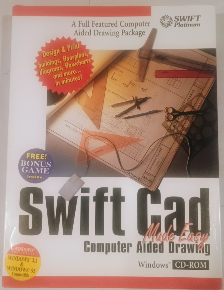Swift CAD Computer Aided Drawing SW for Windows - Original Package, Excellent