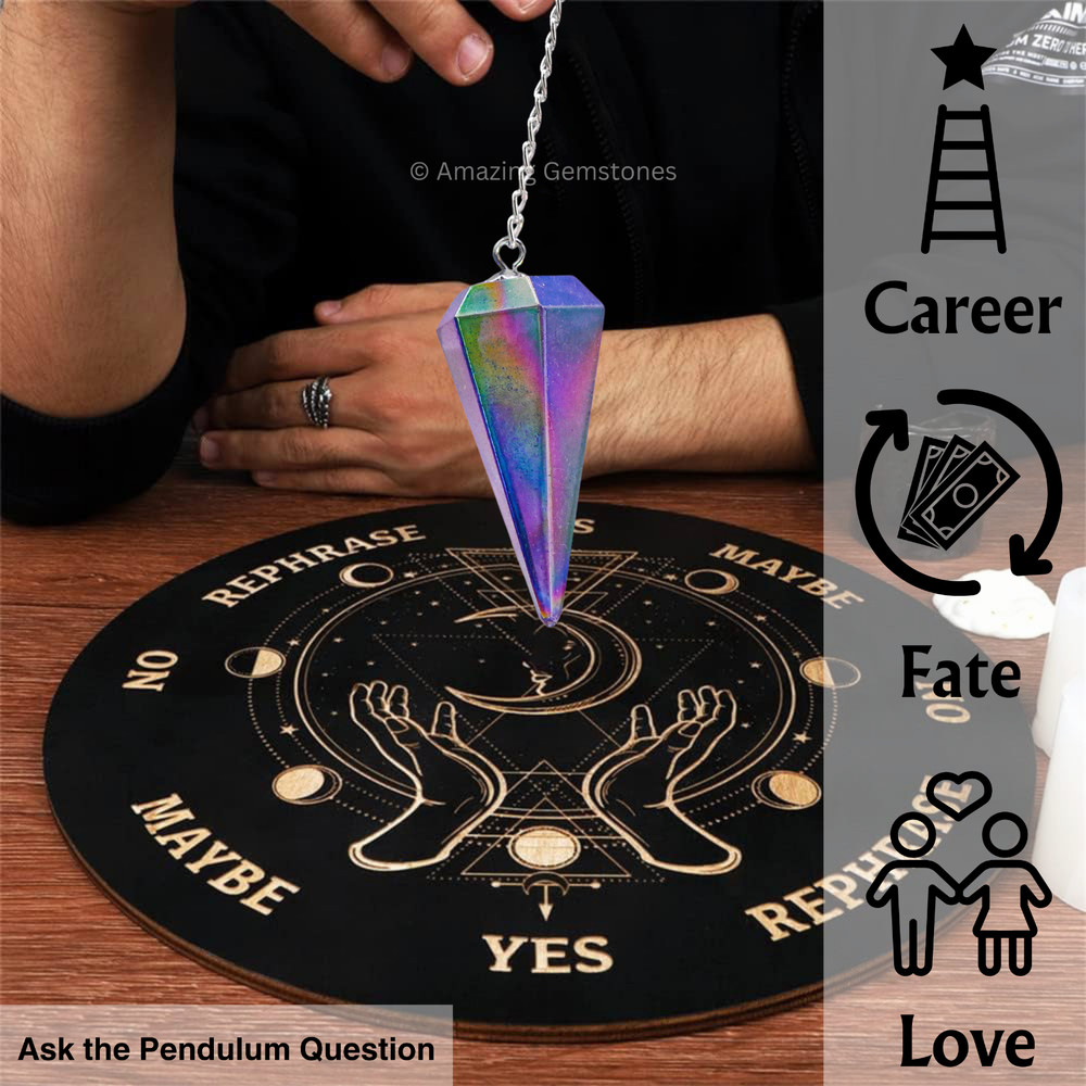 Amethyst Aura Quartz Dowsing Crystal Pendulum