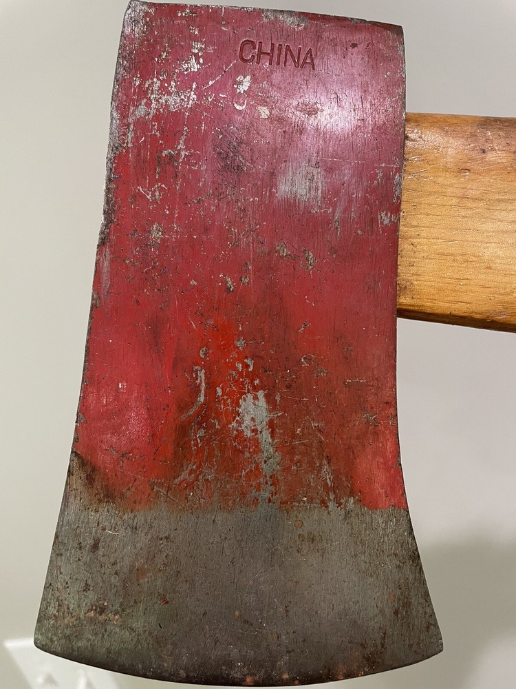 Vintage Red Short Handle Axe Hatchet Hand Chopping Tool